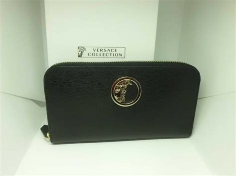 versace portafoglio vitello stampa alce nero|Versace Collection `vitello Stampa Alce` Bag Black Leather Gold .